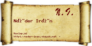 Néder Irén névjegykártya